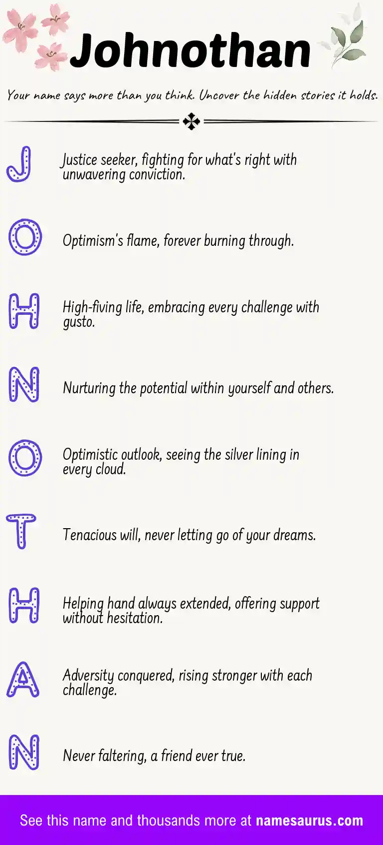 Acrostic poem about Johnothan.