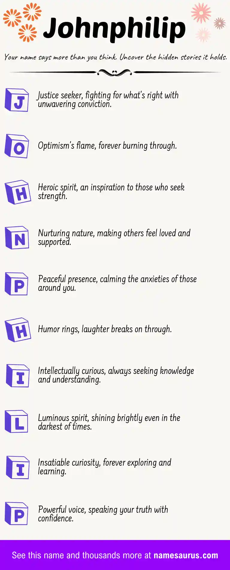 Acrostic poem about Johnphilip.