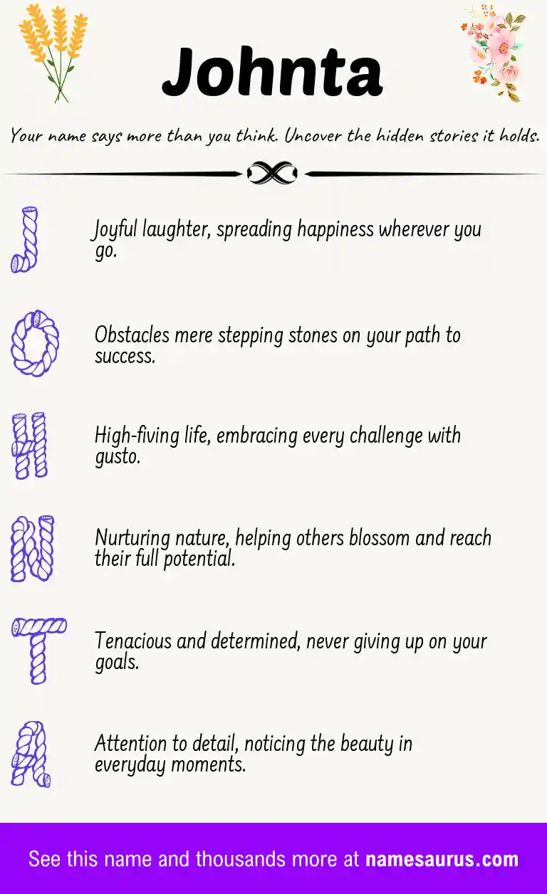 Acrostic poem about Johnta.