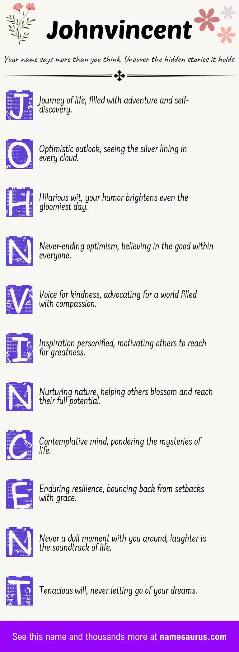 Acrostic poem about Johnvincent.