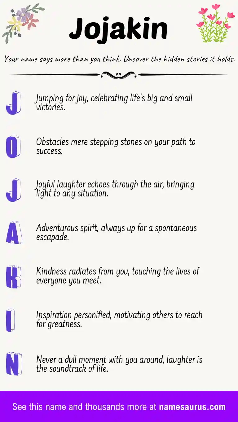 Acrostic poem about Jojakin.