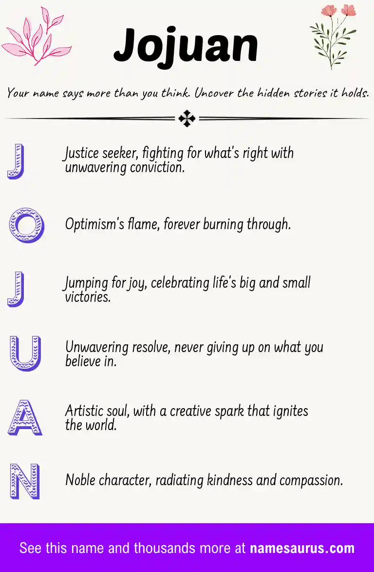 Acrostic poem about Jojuan.