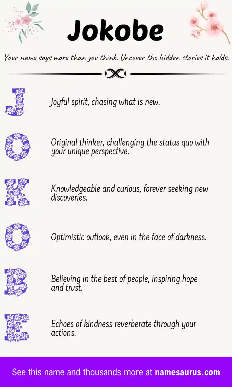 Acrostic poem about Jokobe.