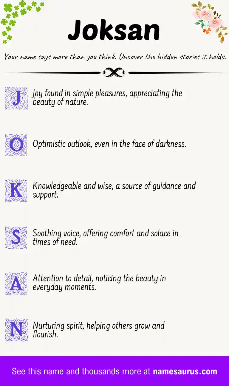 Acrostic poem about Joksan.