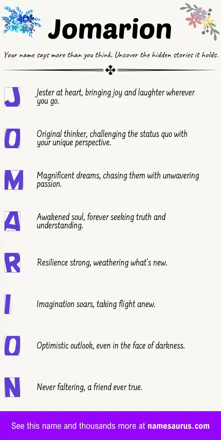Acrostic poem about Jomarion.