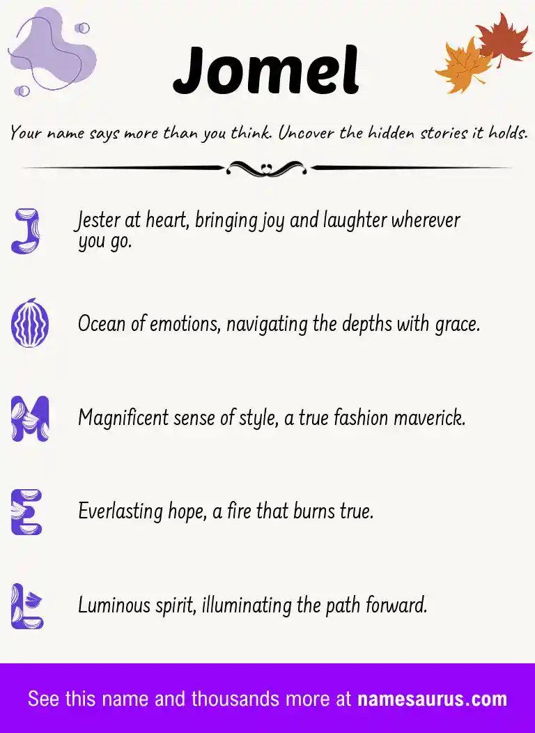 Acrostic poem about Jomel.