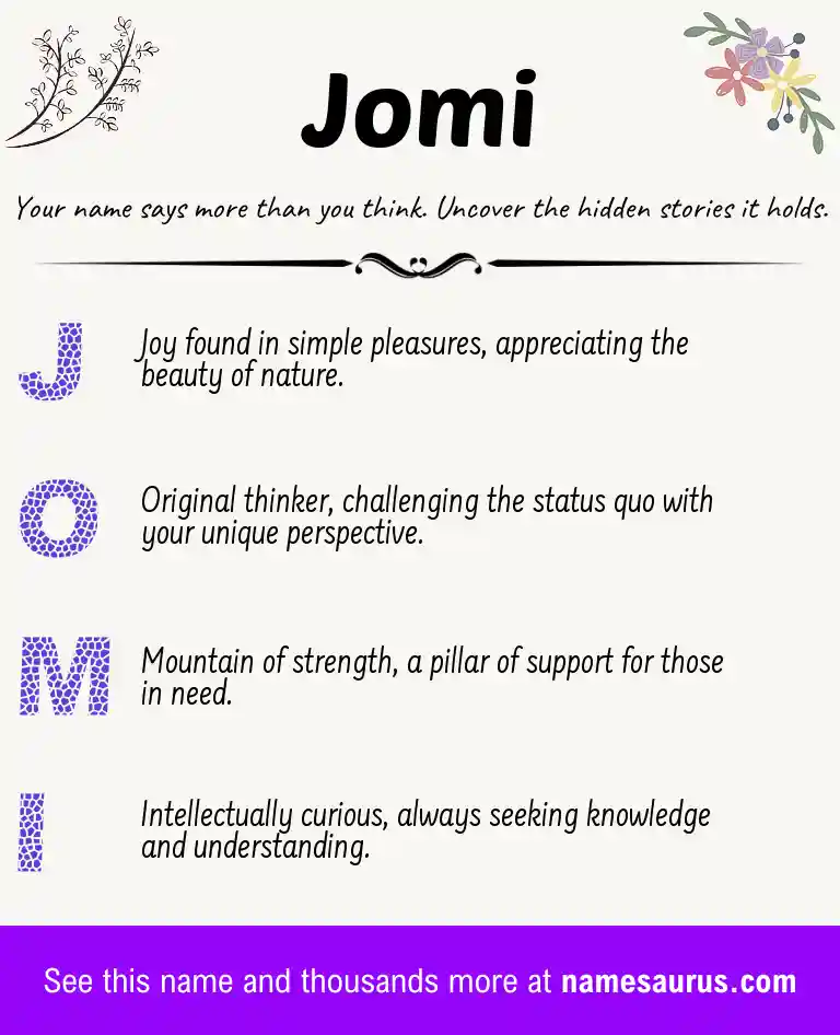 Acrostic poem about Jomi.