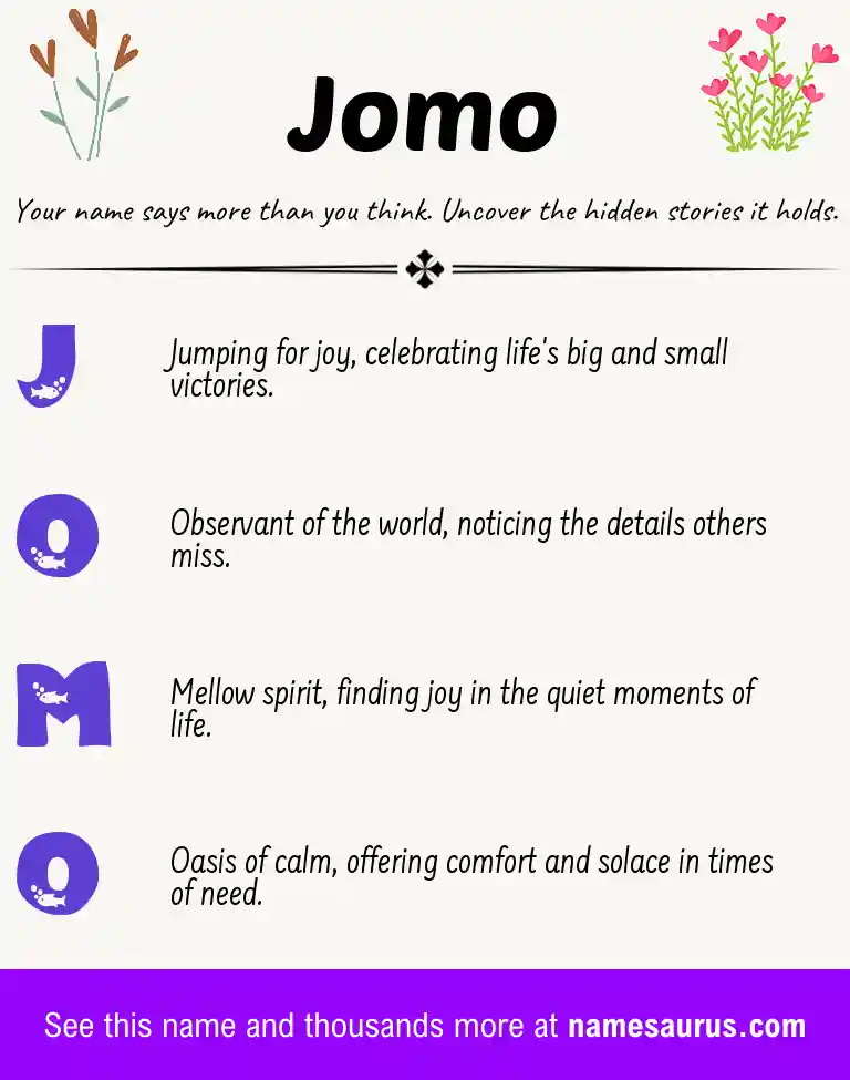 Acrostic poem about Jomo.