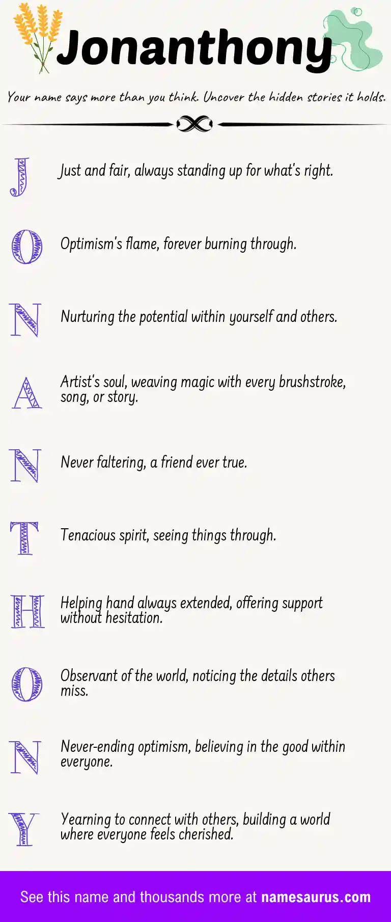 Acrostic poem about Jonanthony.