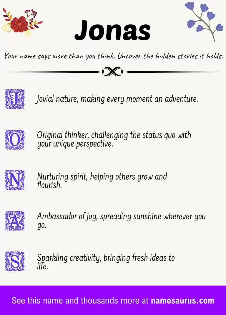 Acrostic poem about Jonas.