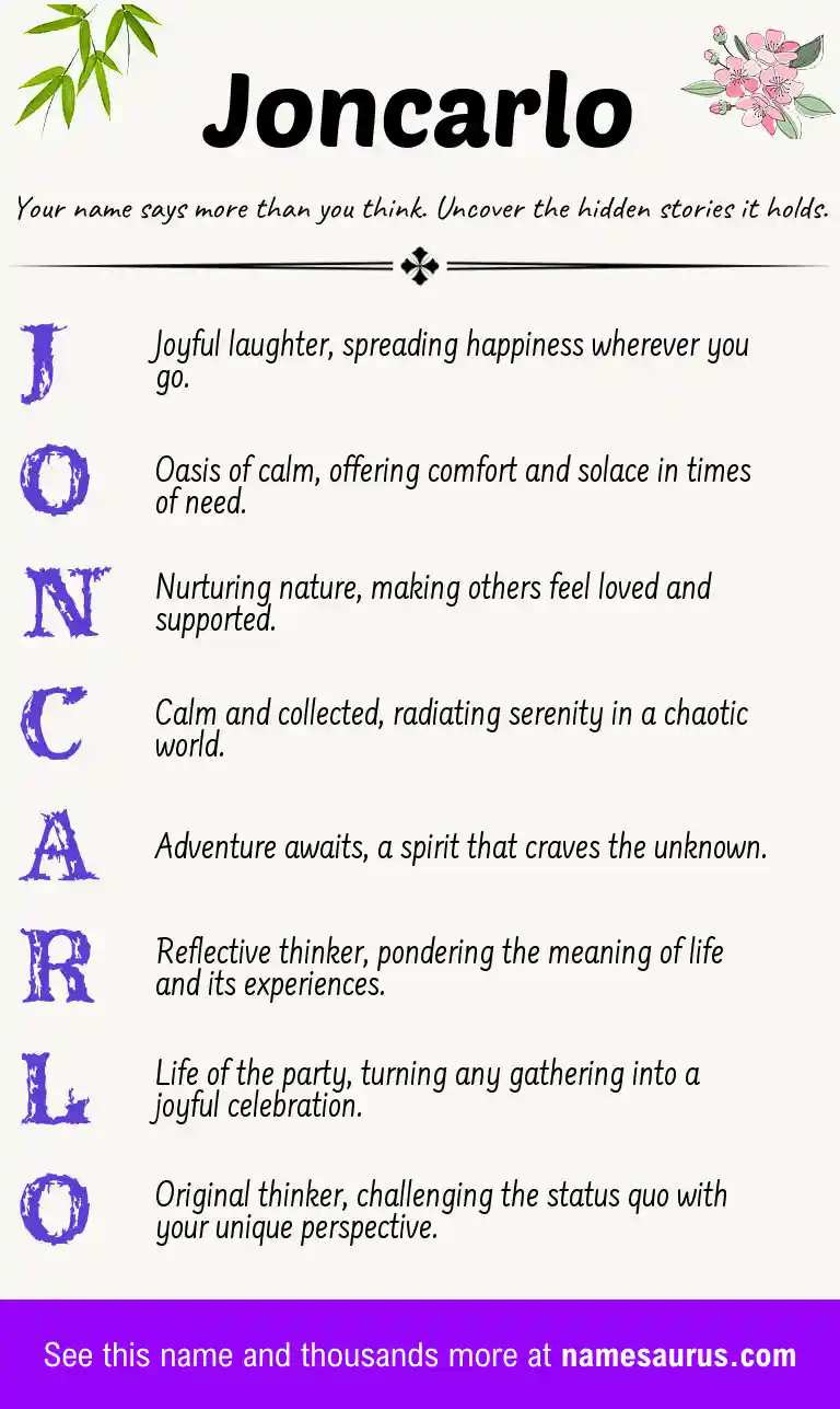 Acrostic poem about Joncarlo.