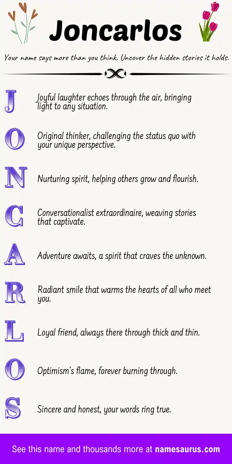 Acrostic poem about Joncarlos.