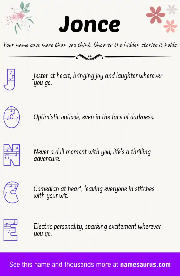 Acrostic poem about Jonce.