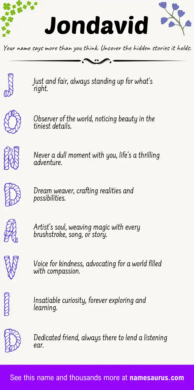Acrostic poem about Jondavid.