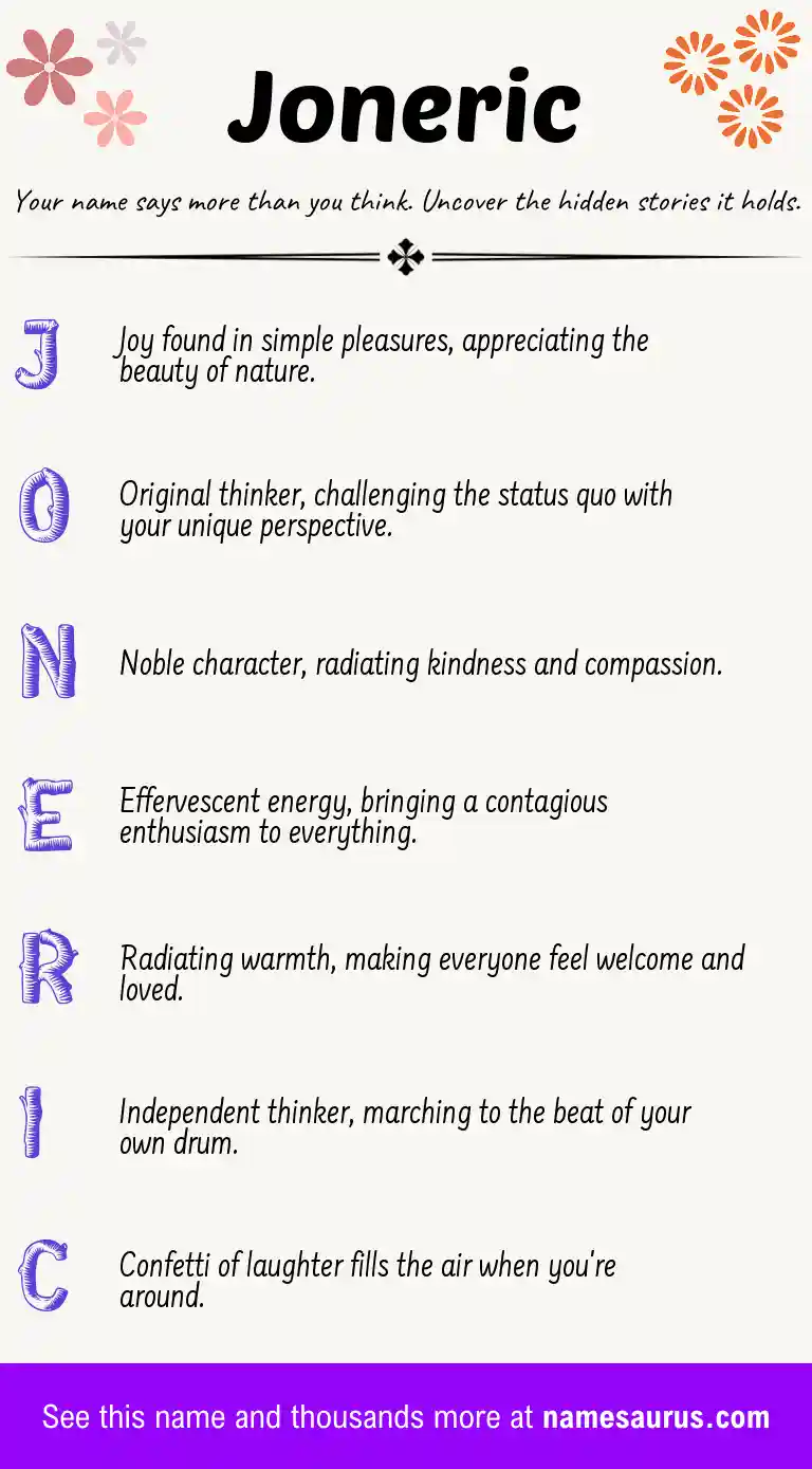 Acrostic poem about Joneric.