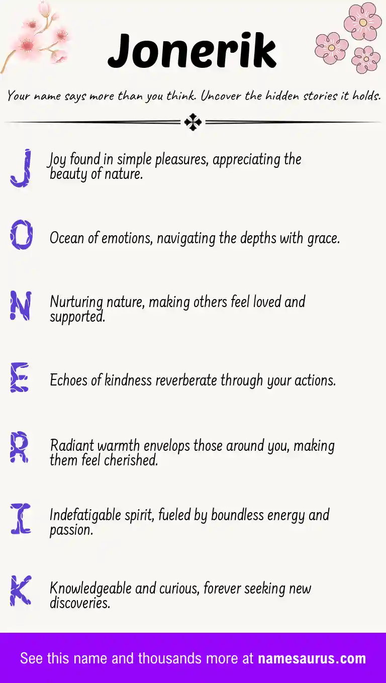 Acrostic poem about Jonerik.