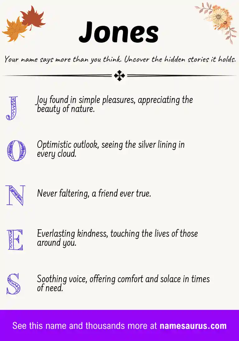 Acrostic poem about Jones.