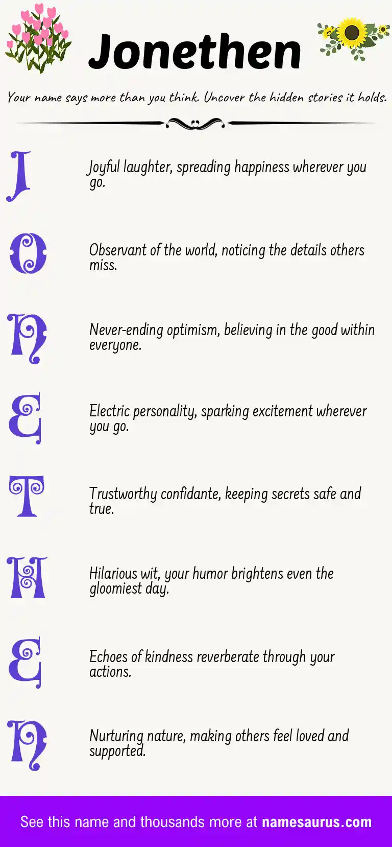 Acrostic poem about Jonethen.