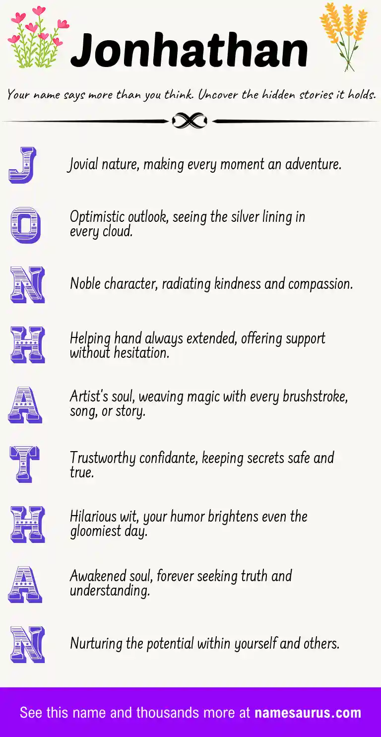 Acrostic poem about Jonhathan.