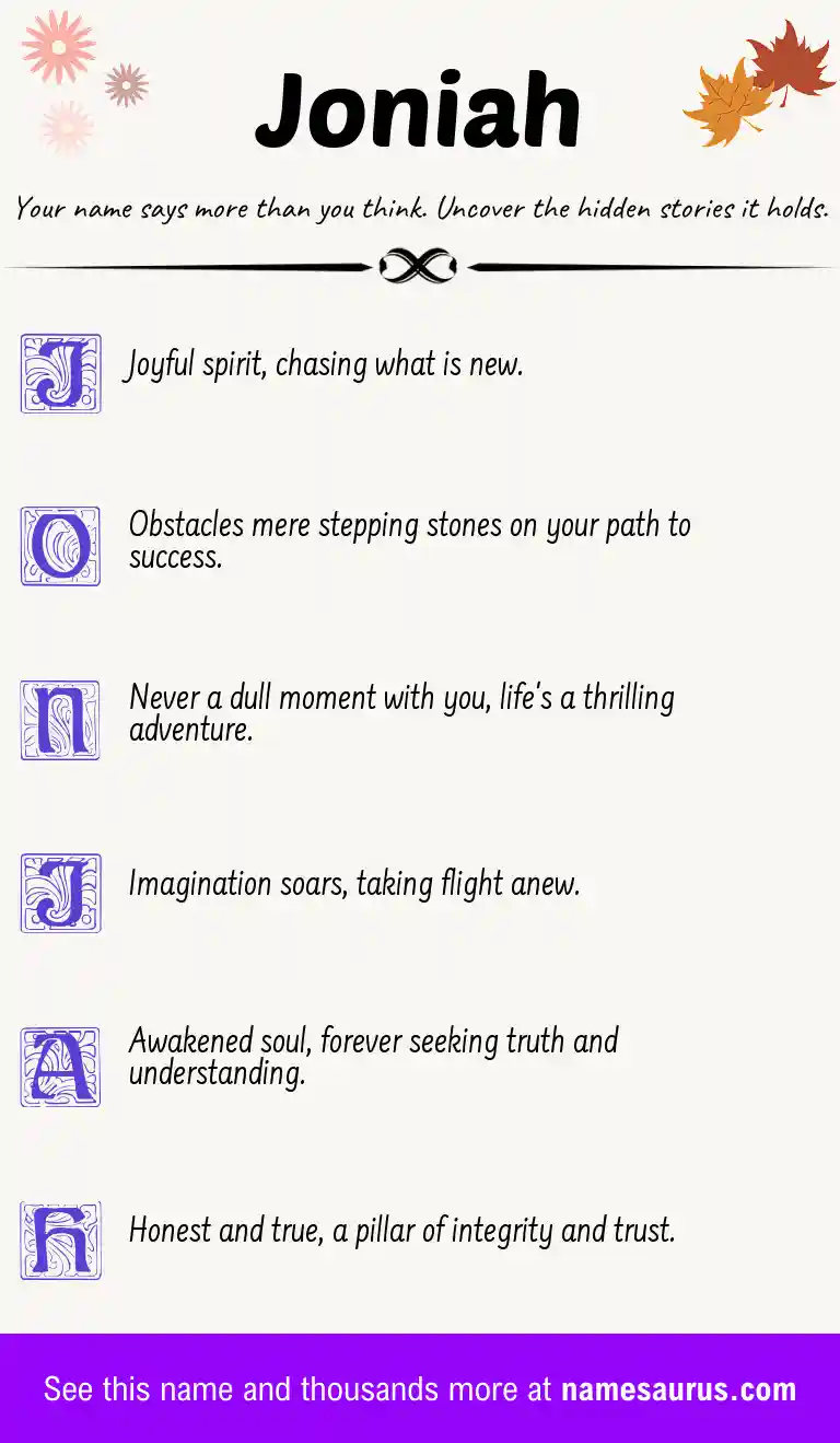 Acrostic poem about Joniah.