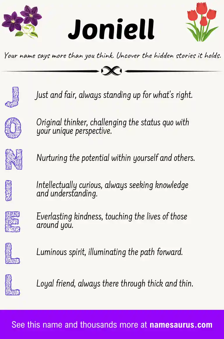 Acrostic poem about Joniell.