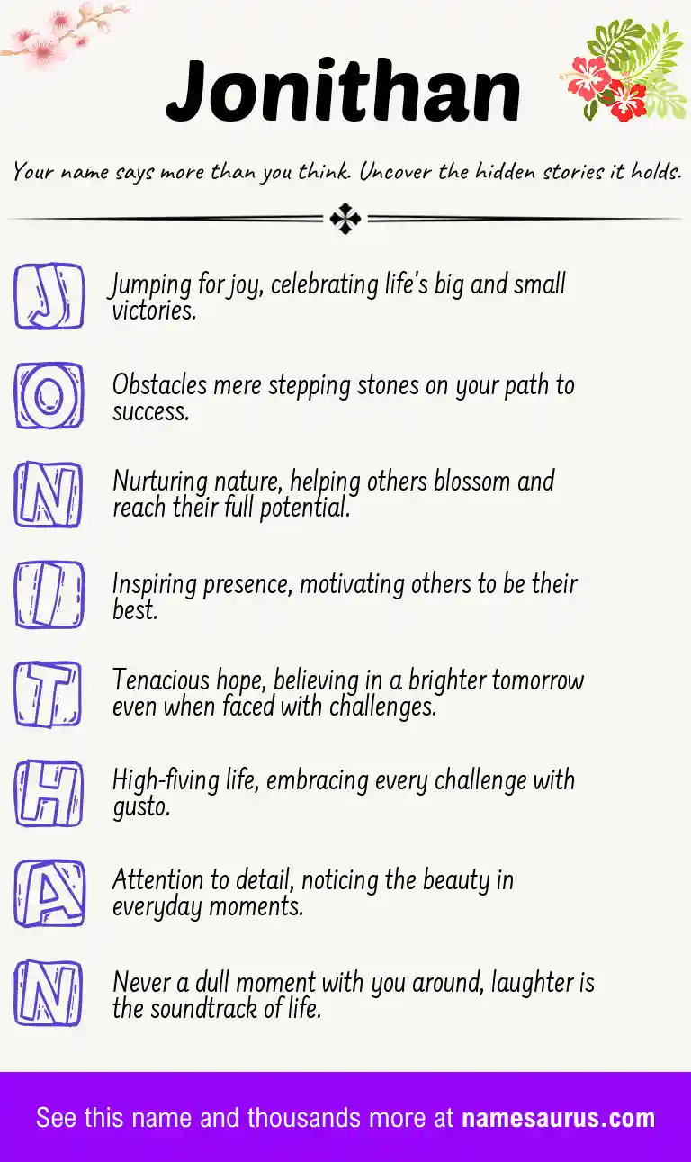 Acrostic poem about Jonithan.