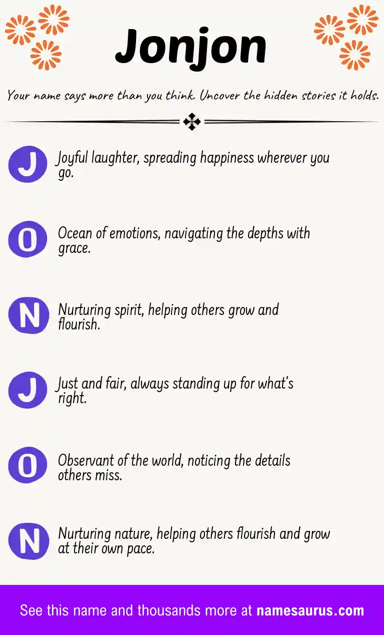 Acrostic poem about Jonjon.