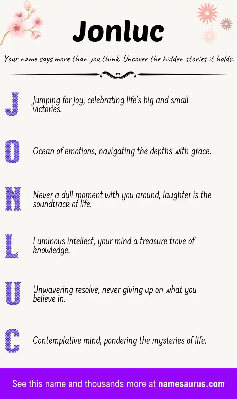 Acrostic poem about Jonluc.