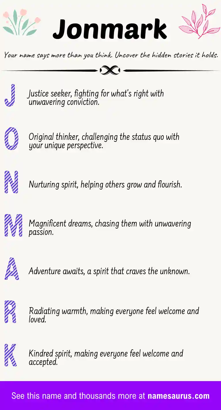 Acrostic poem about Jonmark.