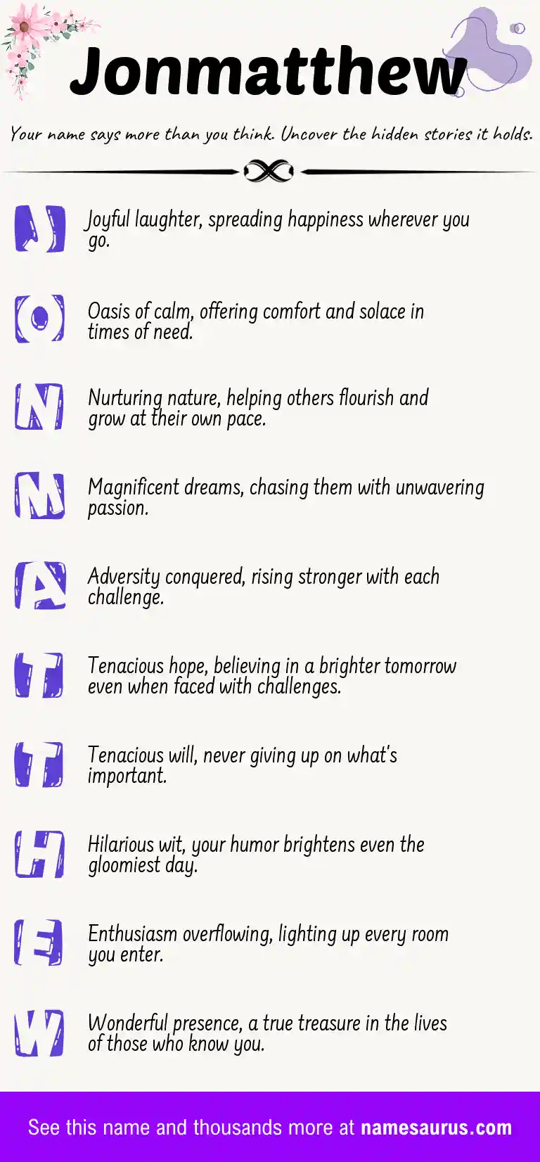Acrostic poem about Jonmatthew.
