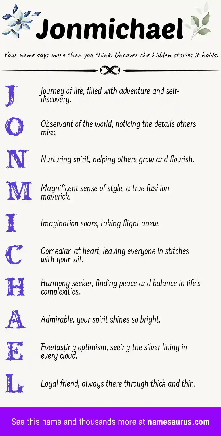 Acrostic poem about Jonmichael.