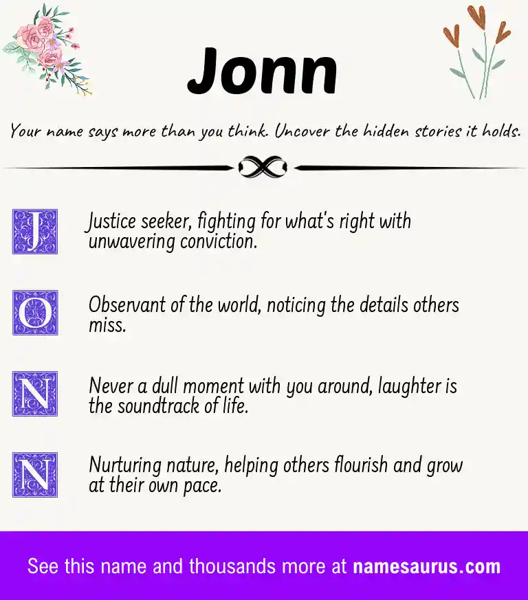 Acrostic poem about Jonn.