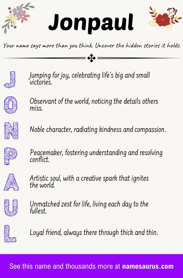 Acrostic poem about Jonpaul.