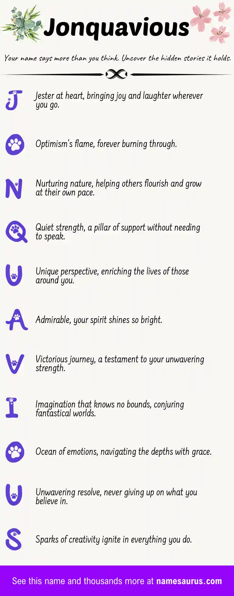 Acrostic poem about Jonquavious.