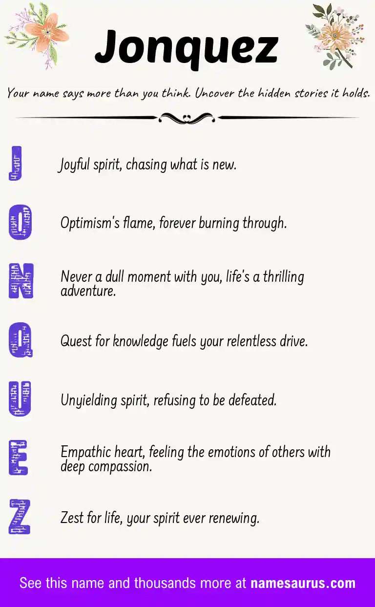 Acrostic poem about Jonquez.
