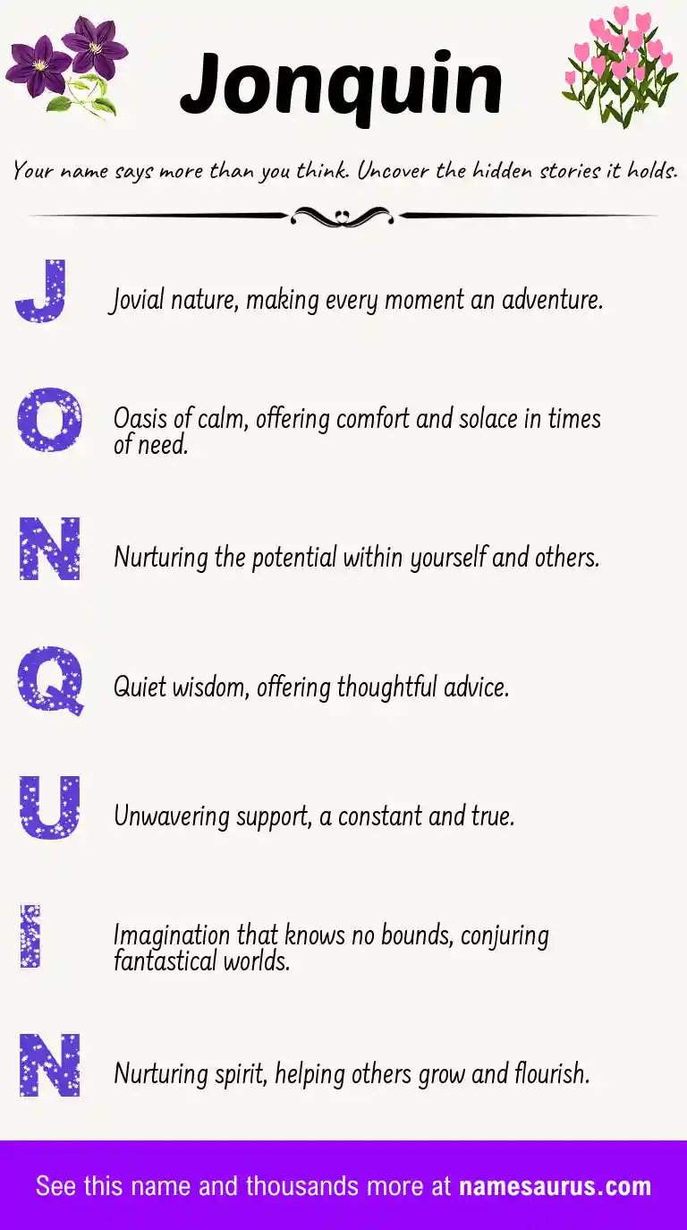 Acrostic poem about Jonquin.