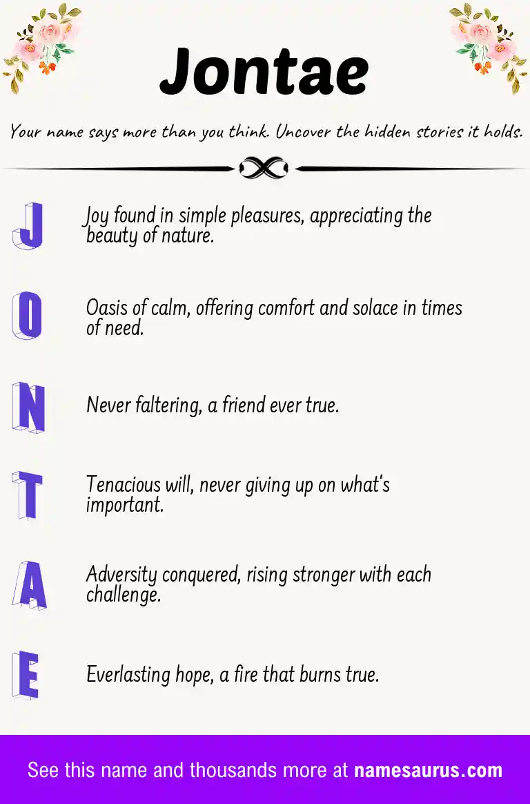 Acrostic poem about Jontae.