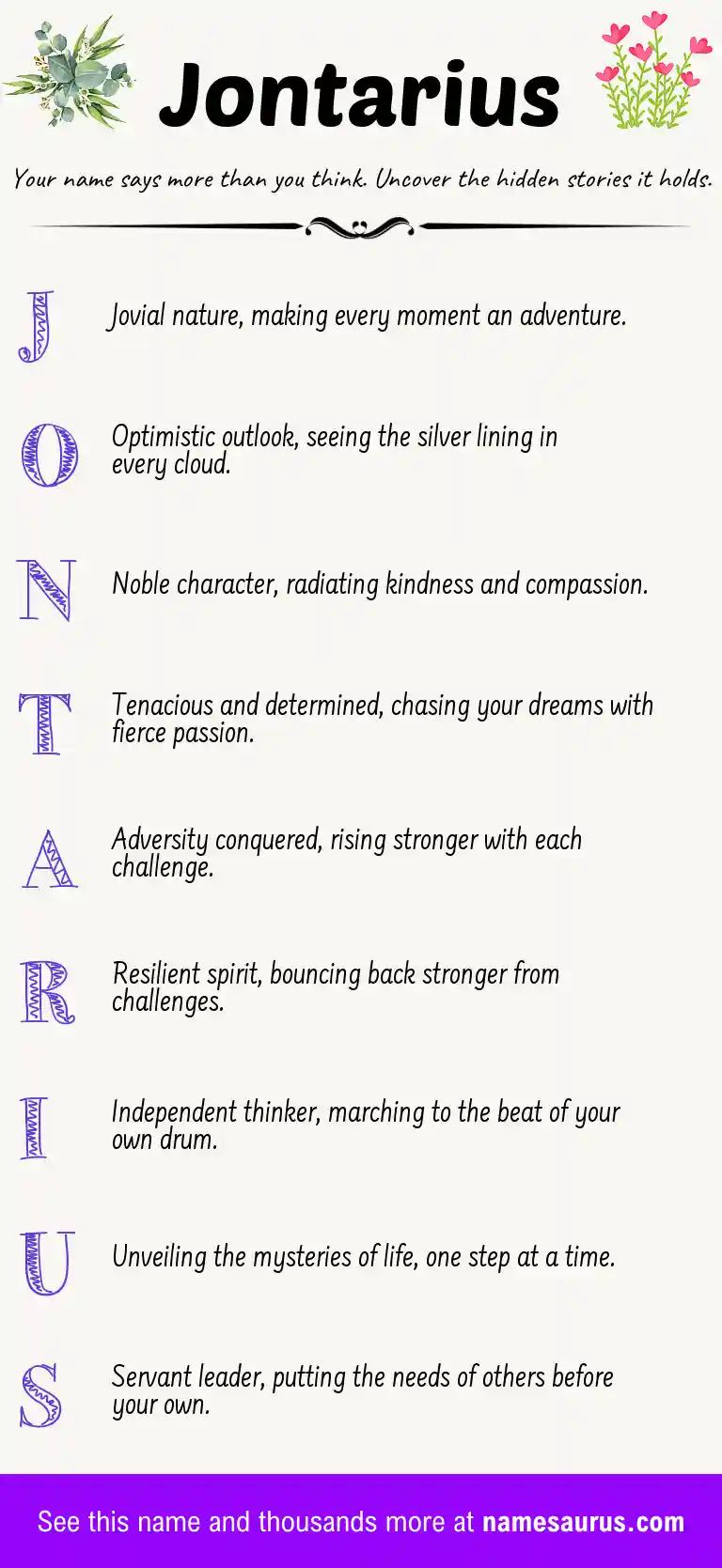 Acrostic poem about Jontarius.