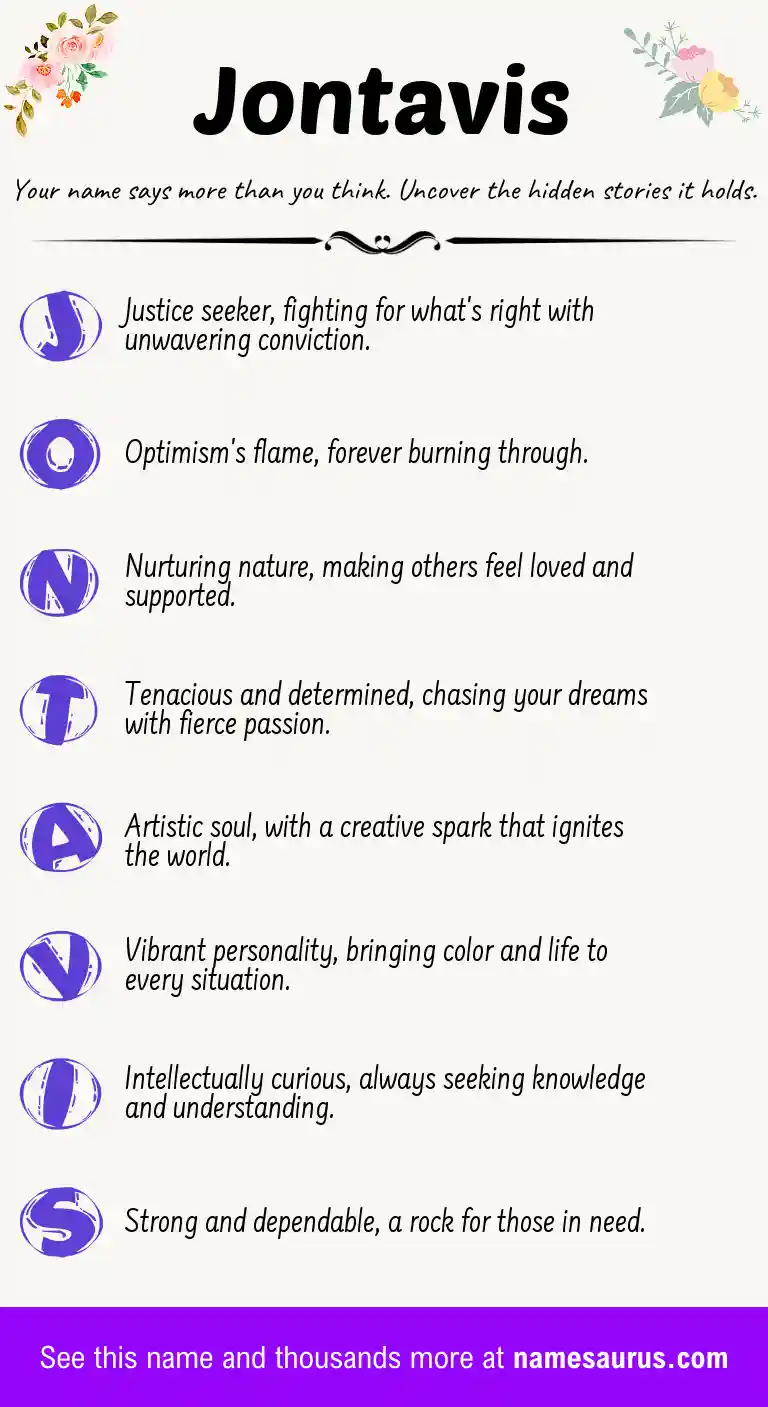 Acrostic poem about Jontavis.