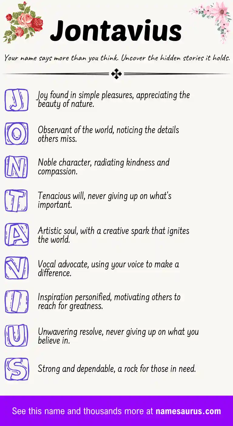Acrostic poem about Jontavius.