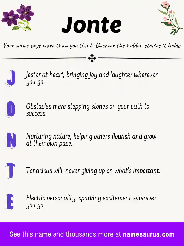 Acrostic poem about Jonte.