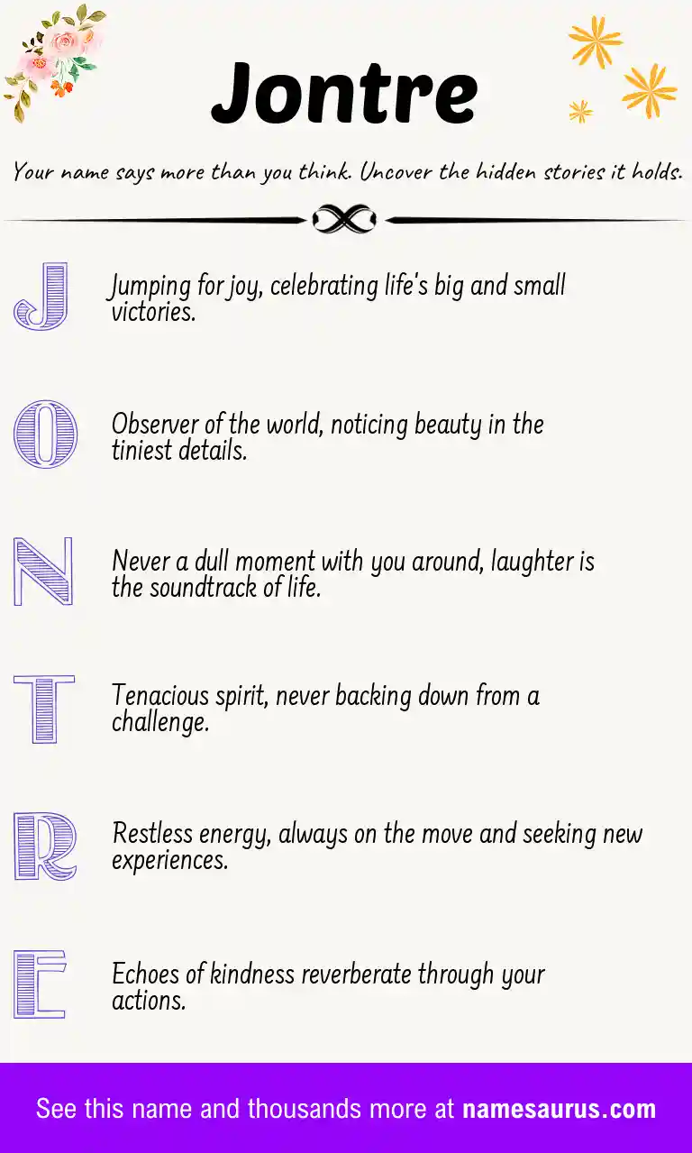 Acrostic poem about Jontre.