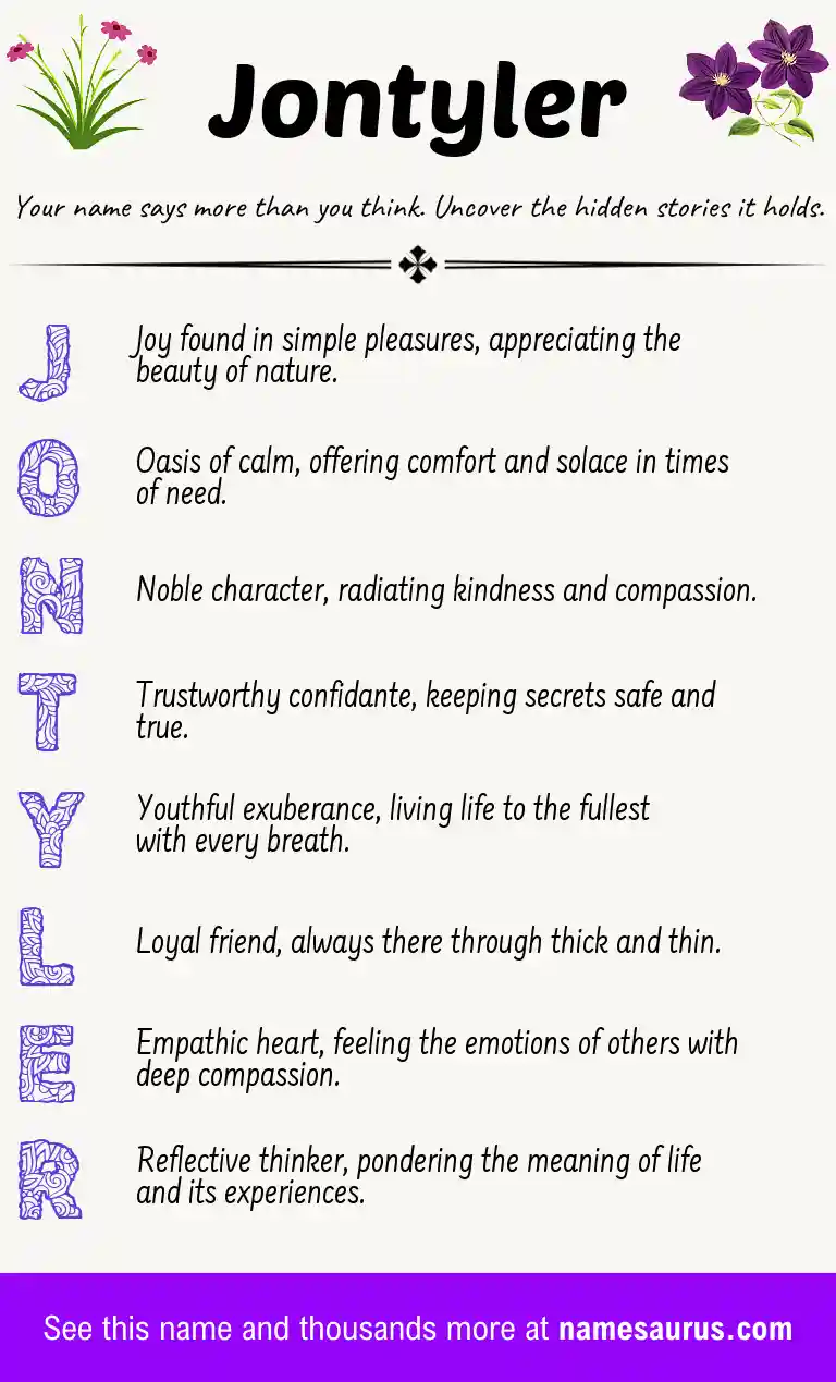 Acrostic poem about Jontyler.