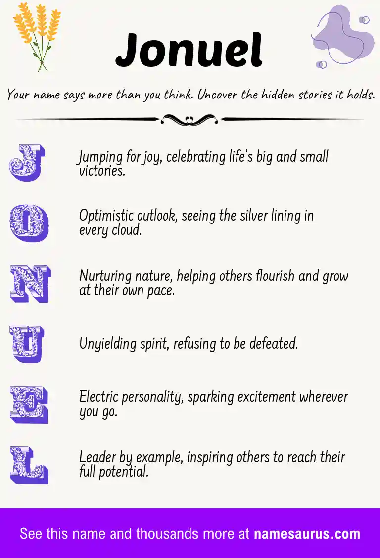Acrostic poem about Jonuel.