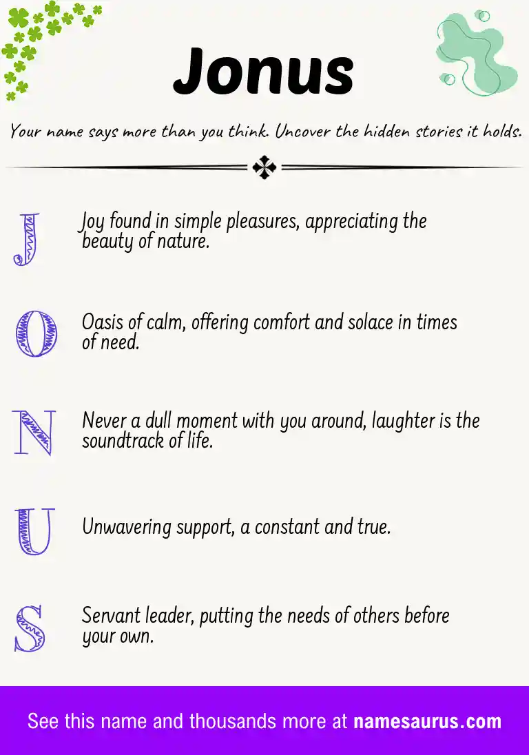 Acrostic poem about Jonus.