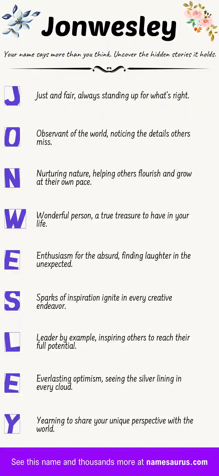 Acrostic poem about Jonwesley.