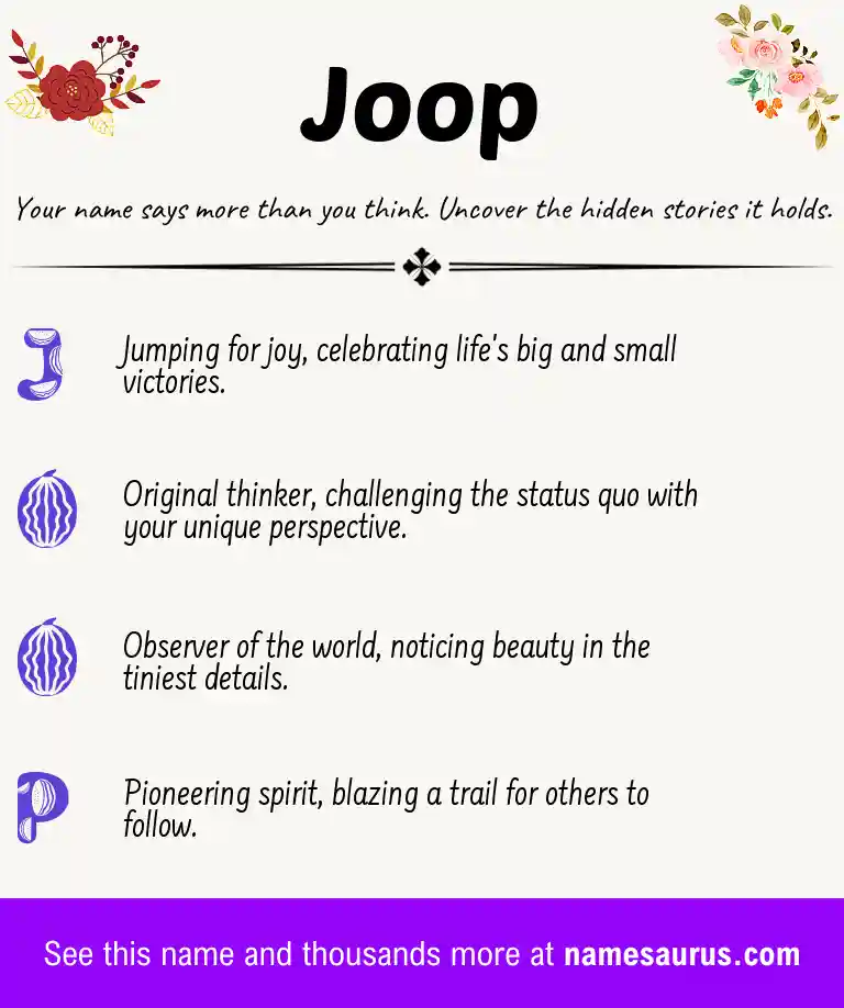 Acrostic poem about Joop.
