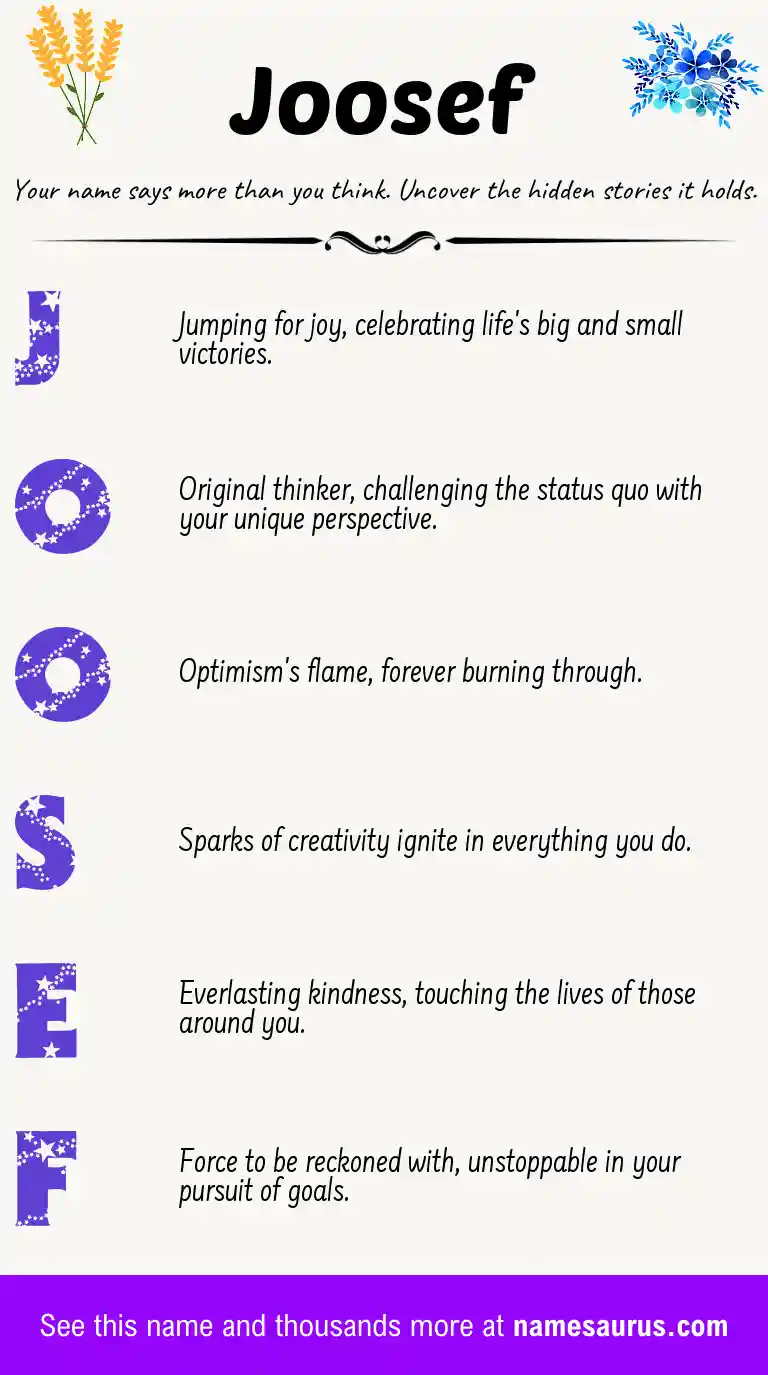 Acrostic poem about Joosef.