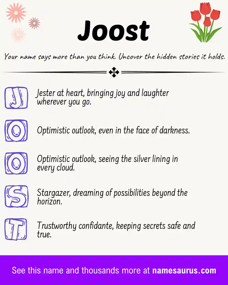Acrostic poem about Joost.