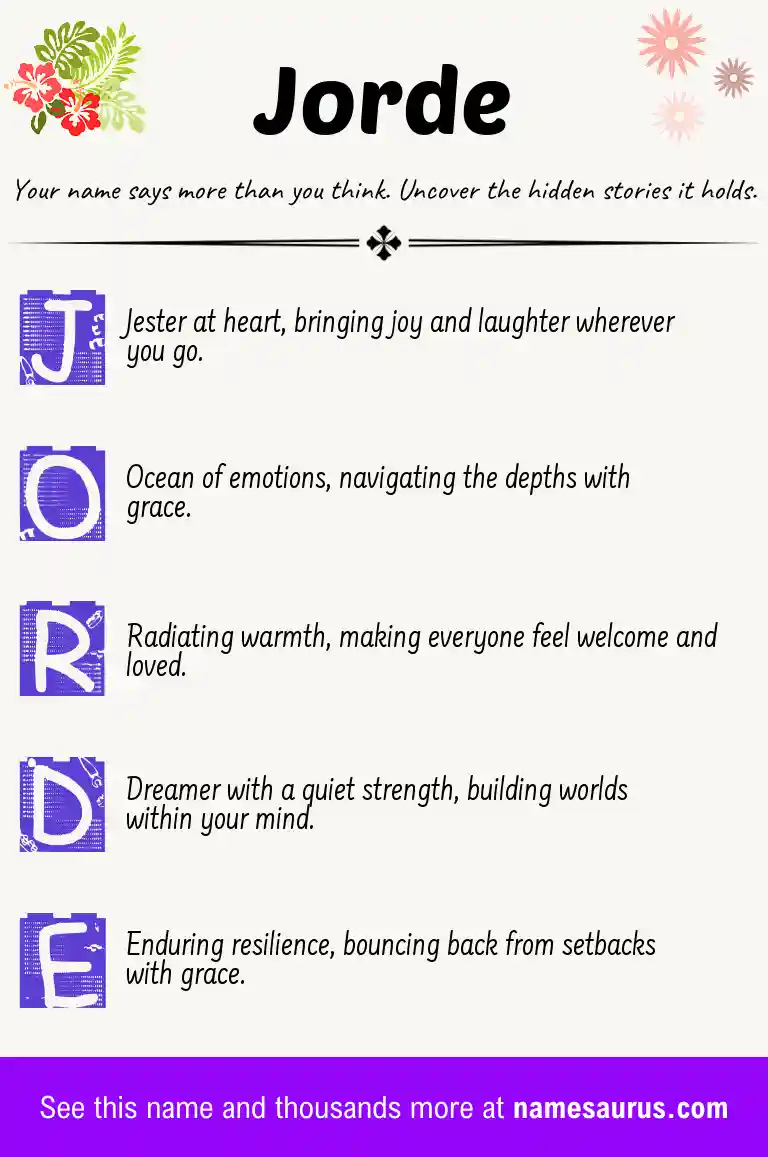 Acrostic poem about Jorde.